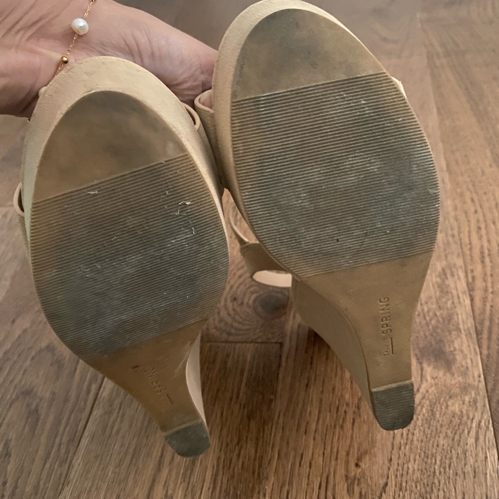 Call It Spring Beige Cutout Wedge Sandals - Picture 5 of 5